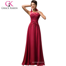 Grace Karin Long A-line Chiffon Sleeveless Women Formal Wine Red Prom Dress abendkleider CL007555-5